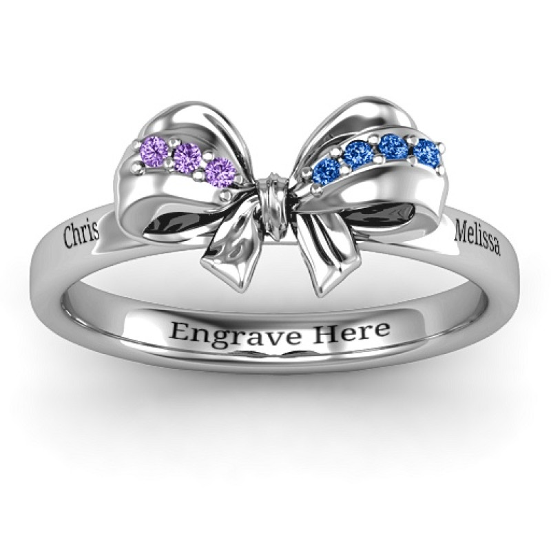 Fancy stone set bow ring product view