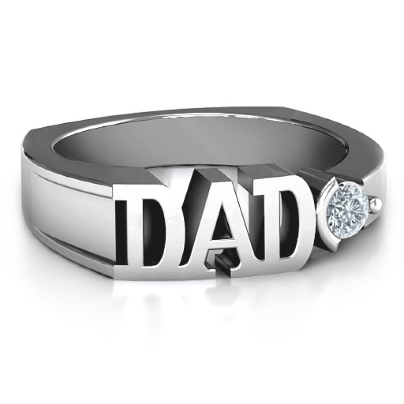 Greatest Dad men's birthstone ring with simulated peridot stone