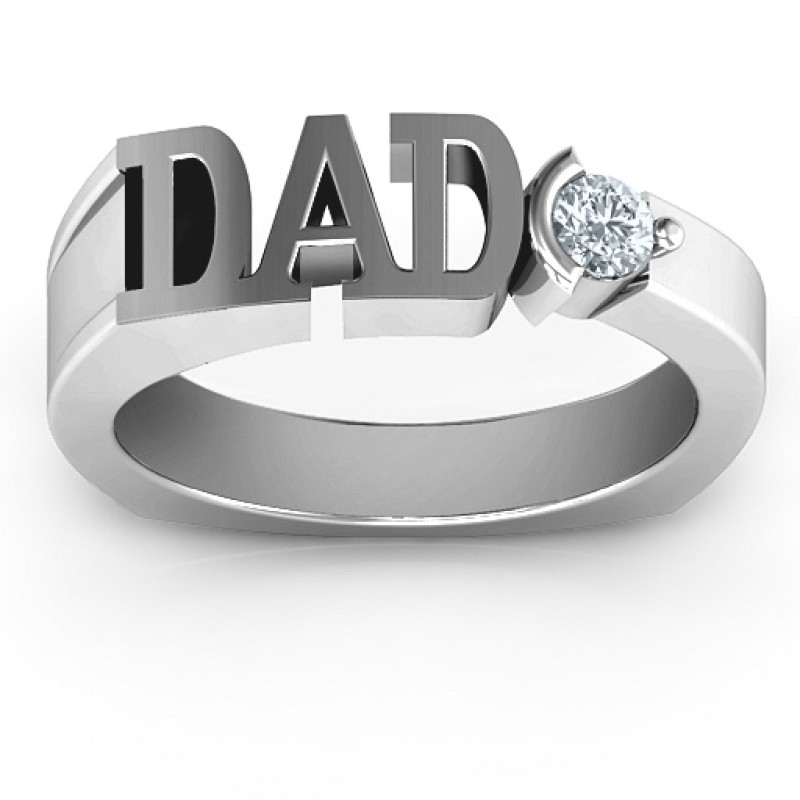 Greatest Dad men's birthstone ring with simulated peridot stone