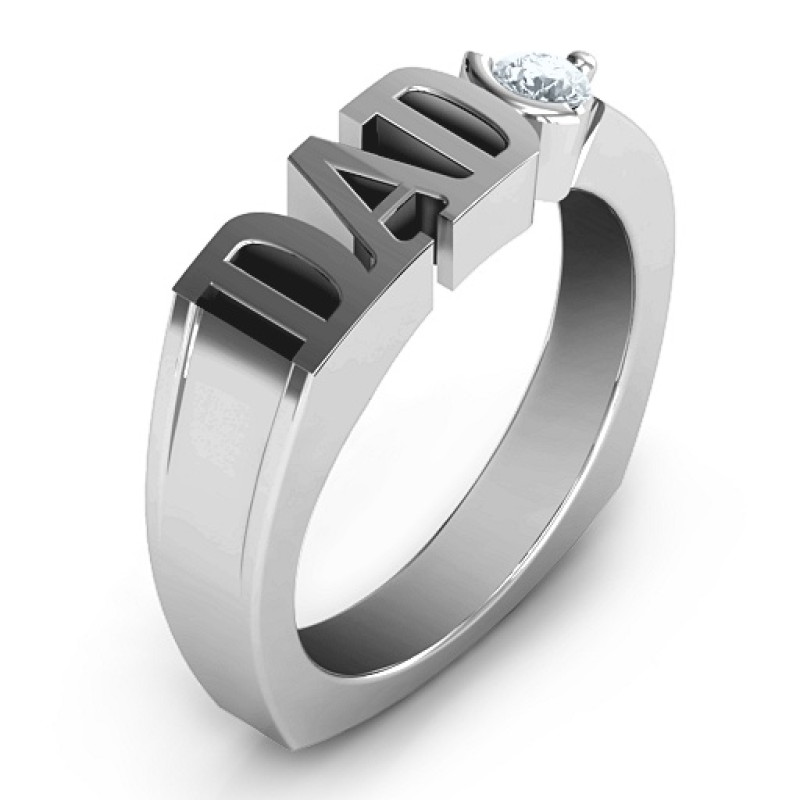 Greatest Dad men's birthstone ring with simulated peridot stone