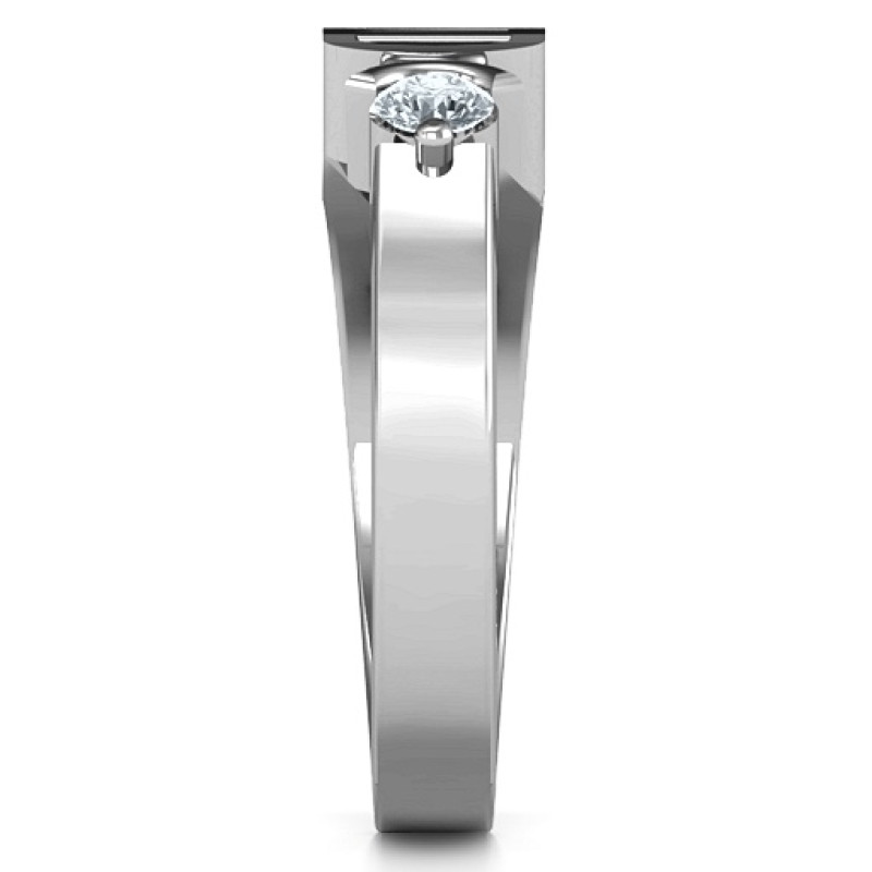 Greatest Dad men's birthstone ring with simulated peridot stone