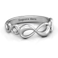 Sterling Silver Groovy Infinity Ring Groovy infinity ring with a central infinity symbol and two smaller side symbols