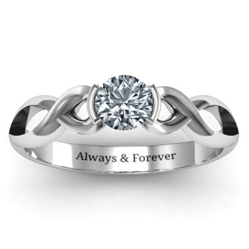 Sterling Silver Half Bezel Infinity Ring Sterling Silver Half Bezel Infinity Ring