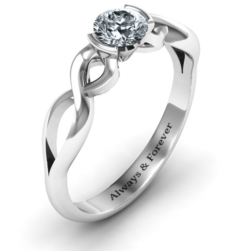 Half Bezel Double Infinity Ring - Detail View Half bezel double infinity ring product detail view