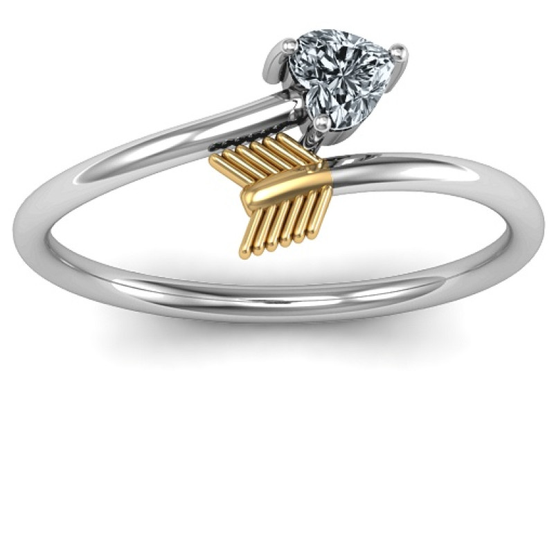 Heart and Arrow Ring with Heart-Cut Stone Heart and arrow ring with heart-cut stone