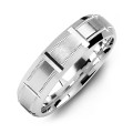 Horizontal-cut men's ring with beveled edges and a brushed centre
