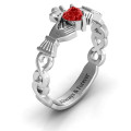 Infinity Claddagh ring with heart-shaped centre stone