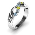 Infinity and wave ring with six round stones
