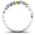 Infinity and wave ring with six round stones
