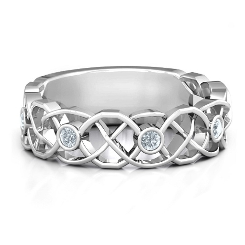 Sterling Silver Intertwined Love Band Ring with interlaced band detail