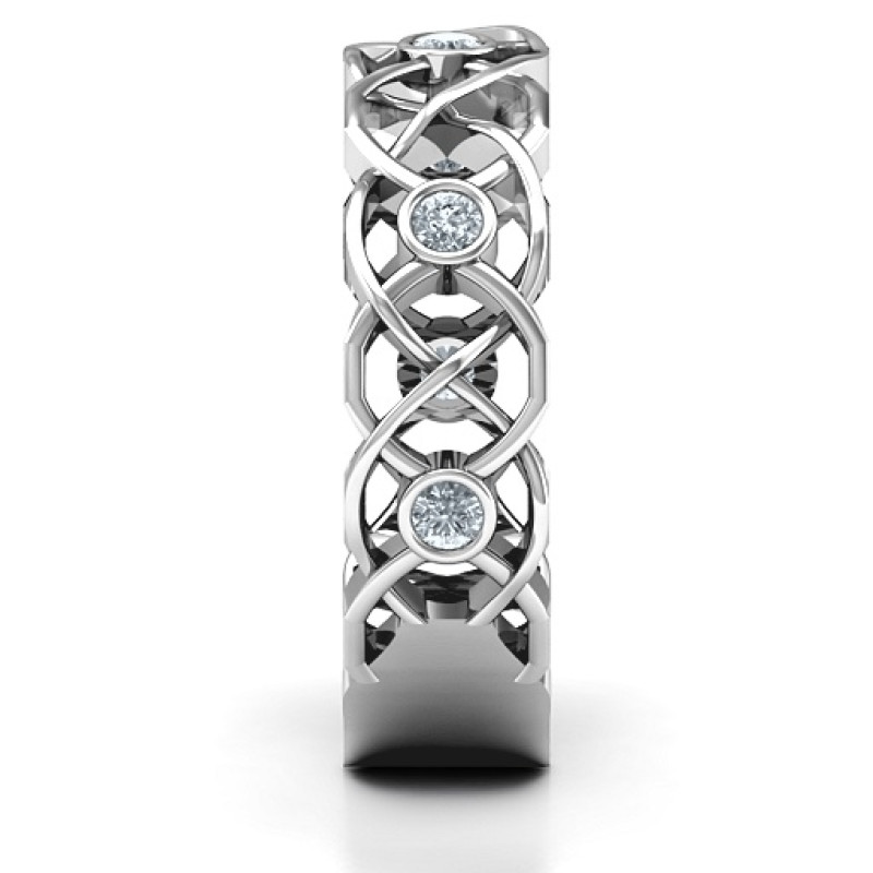 Sterling Silver Intertwined Love Band Ring side view