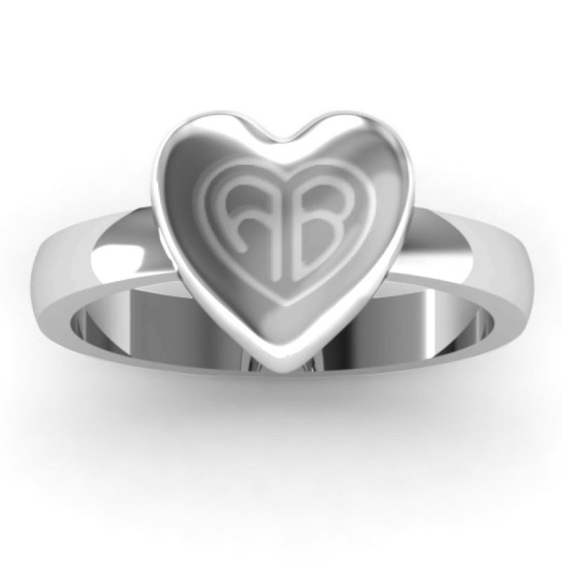 Large Engraved Monogram Heart Ring Large engraved monogram heart ring