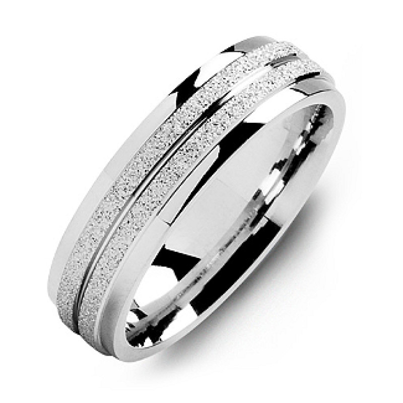 Laser-finish men's ring with polished edges