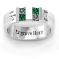 Leonidas grooved men's ring with inset princess-cut stones