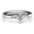 Sterling Silver Marquise Cut Love Ring Sterling silver marquise cut love ring with baguette side stones