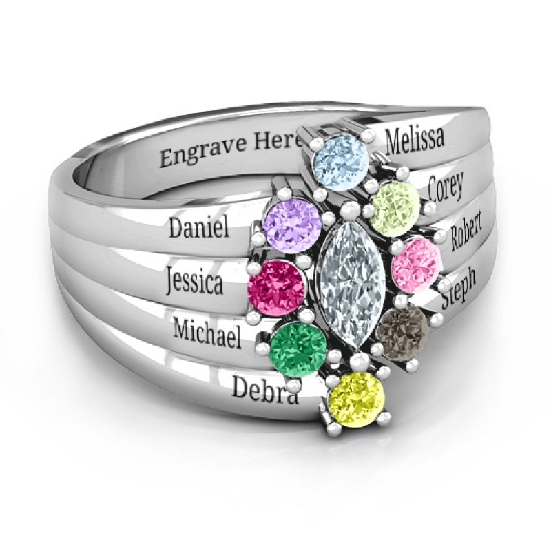Sterling Silver Medusa Multi-Wave Ring Sterling Silver Medusa Multi-Wave Ring with wave-like bands and centre stone