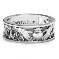 Custom Celtic Claddagh Band Ring Celtic Claddagh band ring with an open Celtic patterned band