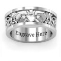 Custom Celtic Claddagh Band Ring Celtic Claddagh band ring with open Celtic patterned band