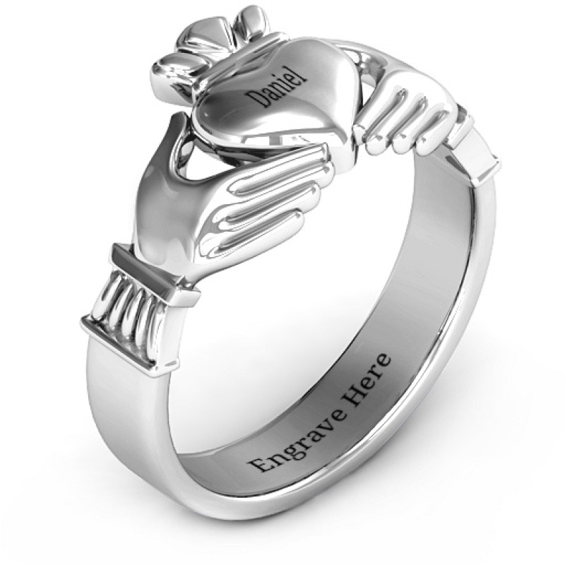 Men's Classic Celtic Claddagh Ring - Detail View Men's classic Celtic Claddagh ring detail view