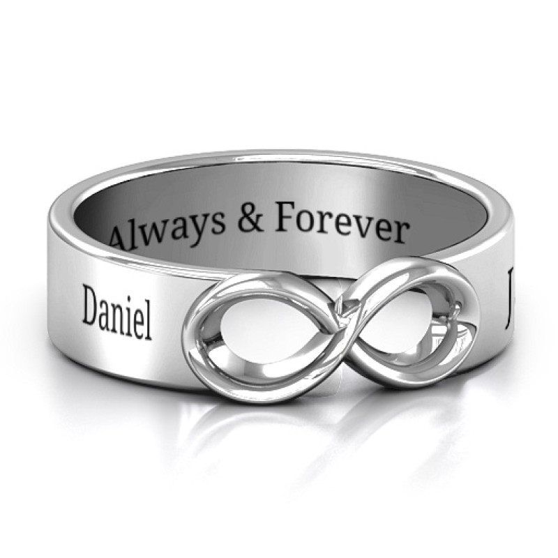 Men's engraved infinity band ring