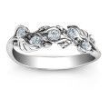 Organic leaf five-stone family ring product image