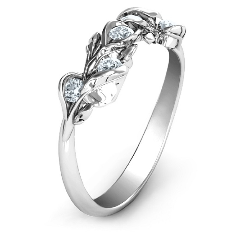 Organic leaf five-stone family ring product image