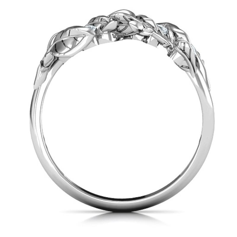 Organic leaf five-stone family ring product image