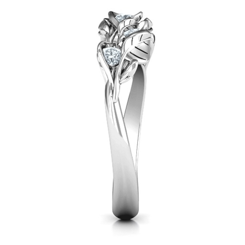 Organic leaf five-stone family ring product image