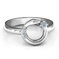 Ouroboros snake ring with round stone settings