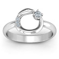 Ouroboros snake ring with round stone settings