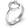 Ouroboros snake ring with round stone settings