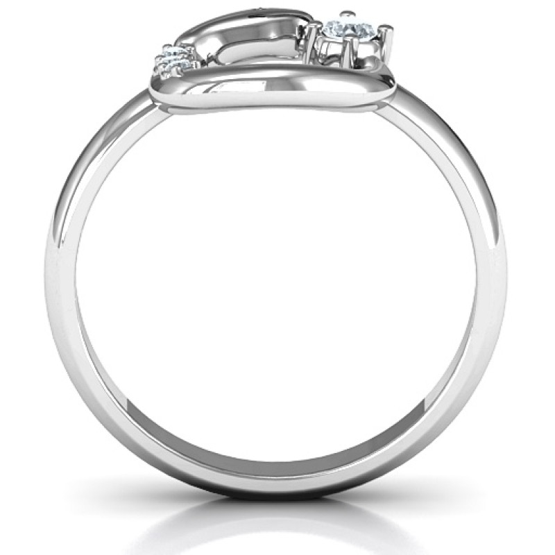 Ouroboros snake ring with round stone settings