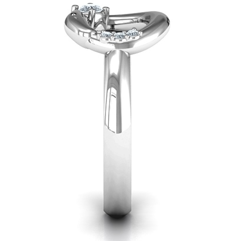 Ouroboros snake ring with round stone settings