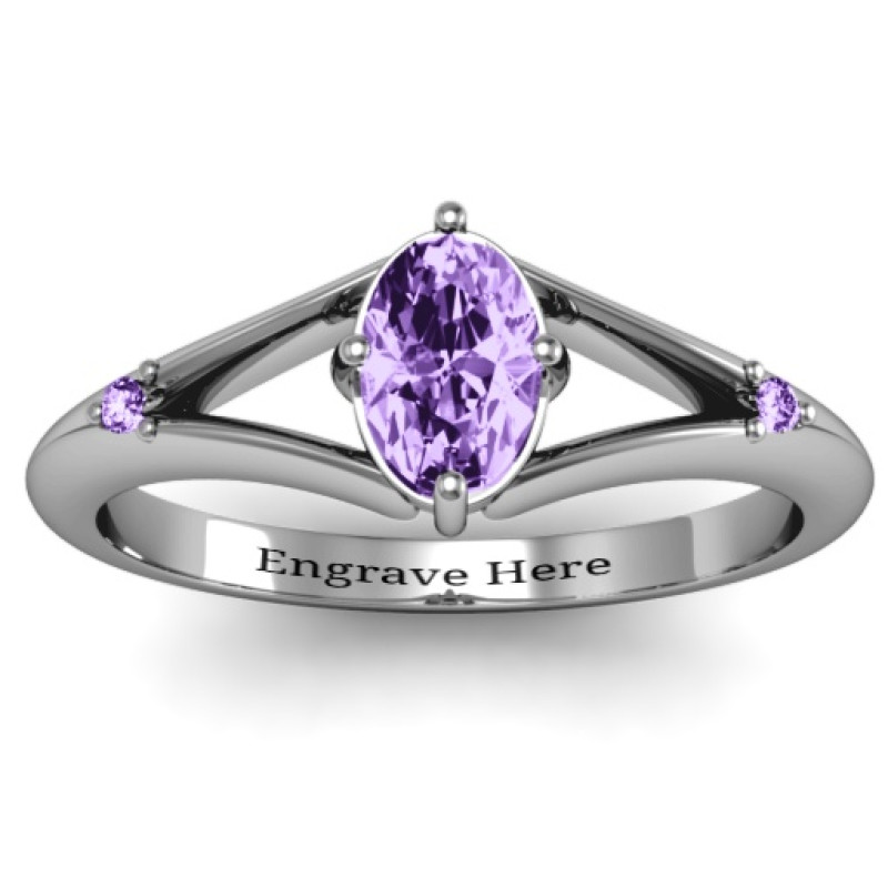 Oval Split Shank Accent Ring Oval split shank accent ring with oval centre stone