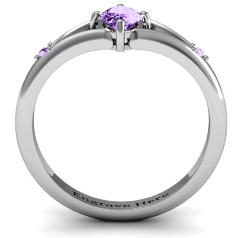 Oval Split Shank Accent Ring Detail Oval split shank accent ring product detail view
