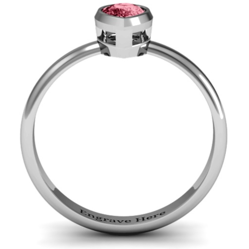 Pear Raised Bezel Set Ring Detail Pear raised bezel set ring detail view