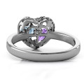 Sterling Silver Petite Caged Hearts Ring with 1-3 Stones Sterling silver petite caged hearts ring with heart-cut stones