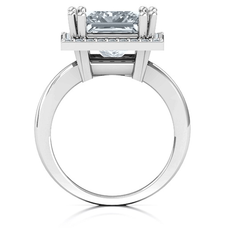 Princess Cut Halo Cocktail Ring Princess-cut halo cocktail ring with a square centre stone and round accent stones