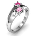 Personalised Princess Stone and Accent Ring Detail Personalised princess stone and accent ring detail