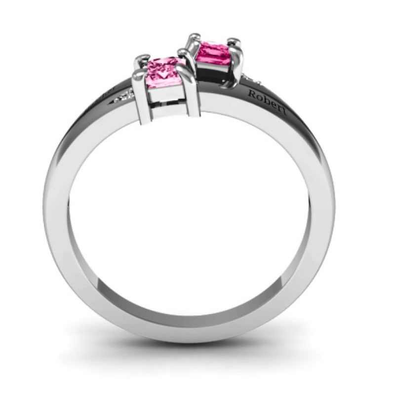 Personalised Princess Stone and Accent Ring Personalised princess stone and accent ring view