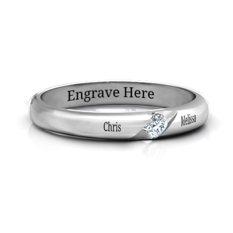 Personalised Reveal Groove Birthstone Ring Personalised reveal groove ring with a round stone