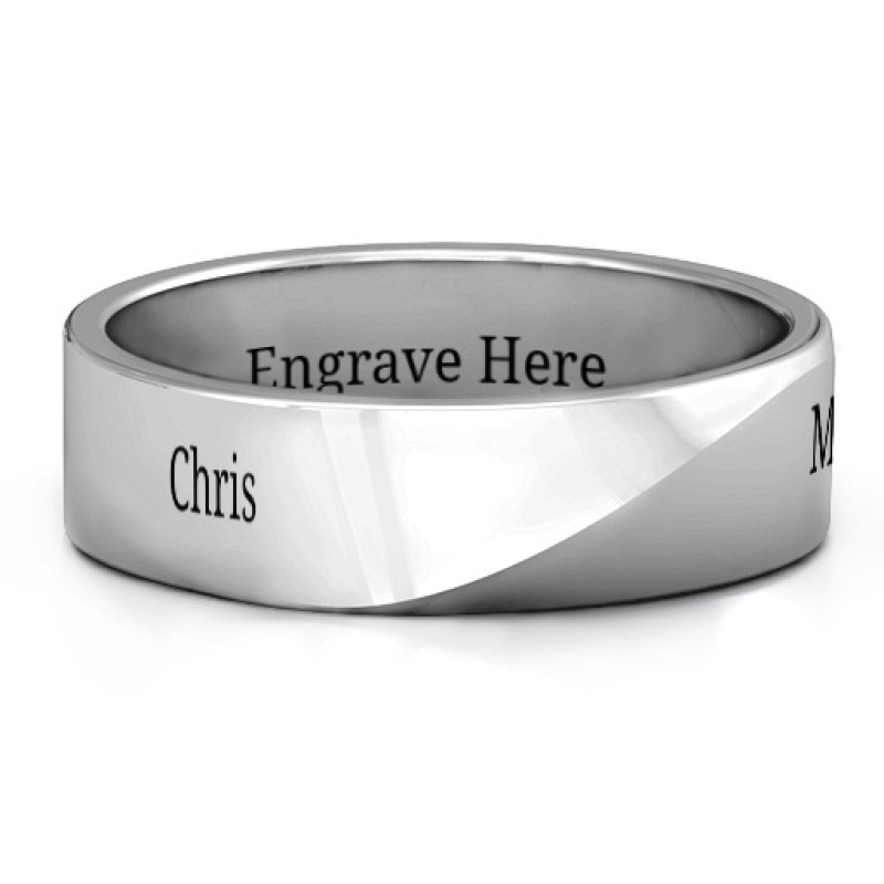 Ridge Diagonal Peak men's personalised ring