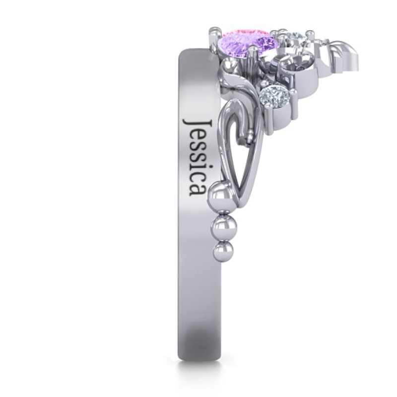 Double Heart Tiara Ring Side View Double heart tiara ring side view