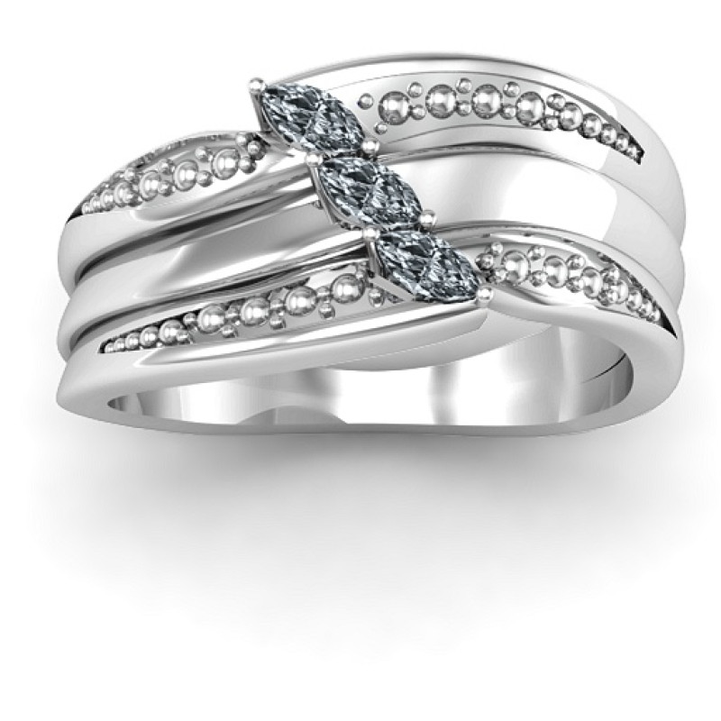 Custom Triple Marquise Birthstone Ring Custom triple marquise birthstone ring with three centre stones