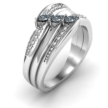 Sterling Silver Shimmering Triple-Marquise Ring Sterling Silver Shimmering Triple-Marquise Ring