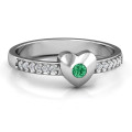Solid Heart Micro Pavé Accent Ring Solid heart ring with a round embedded stone and accent stones
