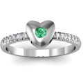 Solid Heart Micro Pavé Accent Ring Solid heart ring with a round embedded stone and accent stones