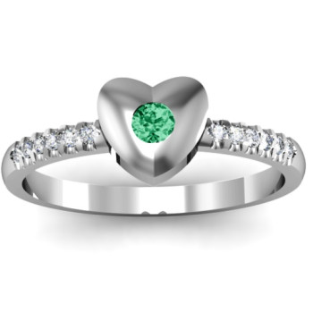 Sterling Silver Solid Heart with Micro Pave Accents Ring Sterling Silver Solid Heart with Micro Pave Accents Ring