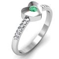 Solid Heart Micro Pavé Accent Ring Solid heart ring with a round embedded stone and accent stones