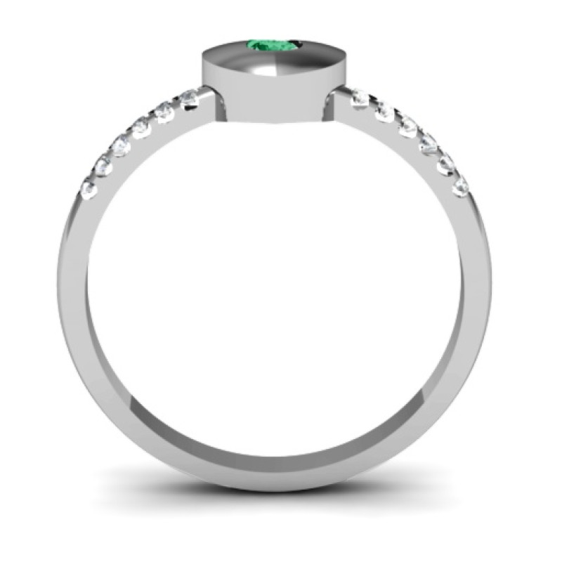 Solid Heart Micro Pavé Accent Ring Solid heart ring with a round embedded stone and accent stones
